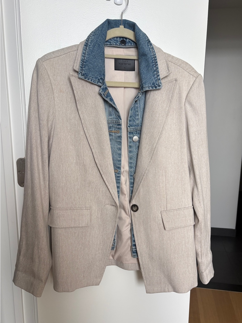 Single Breasted Blazer with Removable Denim Insert